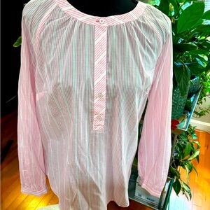 Talbots Pink Stripe Blouse, Size M